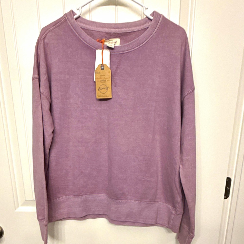 Weatherproof Vintage woman's Purple French Terry Crew Sweatshirt L NWT